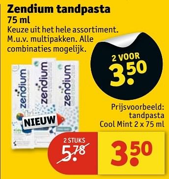 Aanbiedingen Tandpasta cool mint - Zendium - Geldig van 11/04/2017 tot 23/04/2017 bij Kruidvat