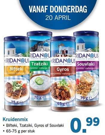 Aanbiedingen Kruidenmix - Eridanous - Geldig van 17/04/2017 tot 22/04/2017 bij Lidl