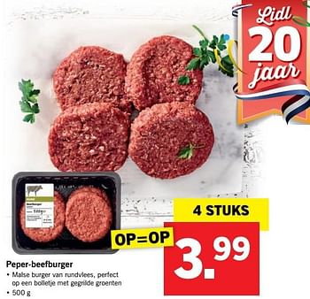 Aanbiedingen Peper-beefburger - Huismerk - Lidl - Geldig van 17/04/2017 tot 22/04/2017 bij Lidl