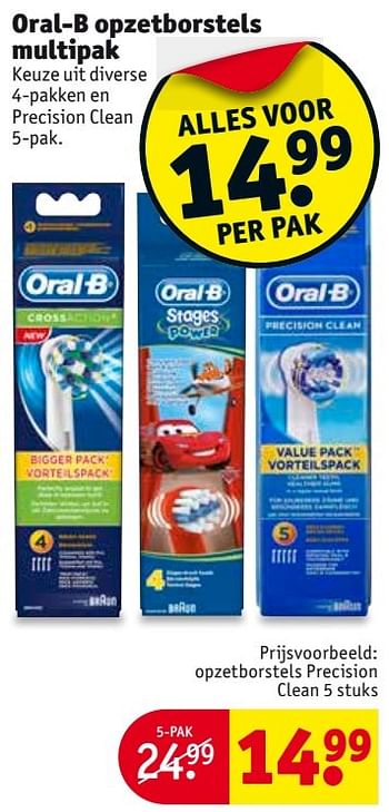 Aanbiedingen Opzetborstels precision clean - Oral-B - Geldig van 18/04/2017 tot 23/04/2017 bij Kruidvat