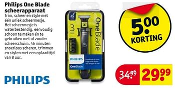 Aanbiedingen Philips one blade scheerapparaat - Philips - Geldig van 18/04/2017 tot 23/04/2017 bij Kruidvat