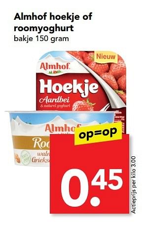 Aanbiedingen Almhof hoekje of roomyoghurt - Almhof - Geldig van 16/04/2017 tot 22/04/2017 bij Deen Supermarkten