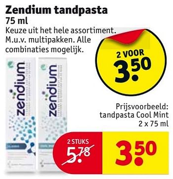 Aanbiedingen Tandpasta cool mint - Zendium - Geldig van 18/04/2017 tot 23/04/2017 bij Kruidvat
