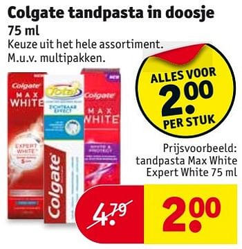 Aanbiedingen Tandpasta max white expert white - Colgate - Geldig van 18/04/2017 tot 23/04/2017 bij Kruidvat