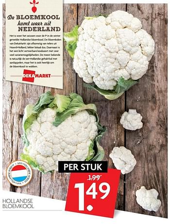 Aanbiedingen Hollandse bloemkool - Huismerk - Deka Markt - Geldig van 16/04/2017 tot 22/04/2017 bij Deka Markt