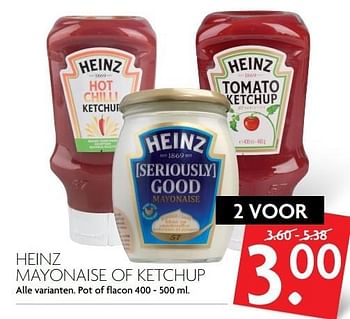 Aanbiedingen Heinz mayonaise of ketchup - Heinz - Geldig van 16/04/2017 tot 22/04/2017 bij Deka Markt