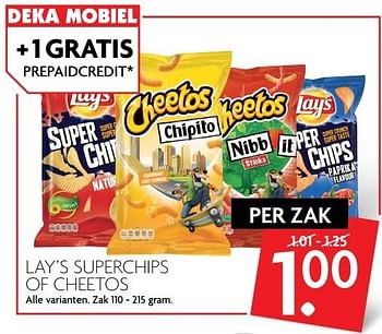 Aanbiedingen Lay`s superchips of cheetos - Huismerk - Deka Markt - Geldig van 16/04/2017 tot 22/04/2017 bij Deka Markt