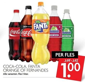 Aanbiedingen Coca-cola, fanta orange of fernandes - Huismerk - Deka Markt - Geldig van 16/04/2017 tot 22/04/2017 bij Deka Markt