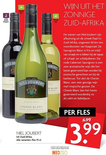 Aanbiedingen Niel joubert uit zuid-afrika - Witte wijnen - Geldig van 16/04/2017 tot 22/04/2017 bij Deka Markt