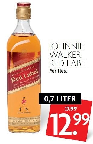 Aanbiedingen Johnnie walker red label - Johnnie Walker - Geldig van 16/04/2017 tot 22/04/2017 bij Deka Markt