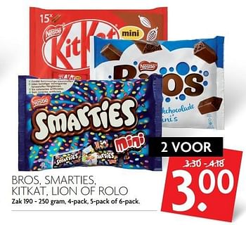 Aanbiedingen Bros, smarties, kitkat, lion of rolo - Nestlé - Geldig van 16/04/2017 tot 22/04/2017 bij Deka Markt