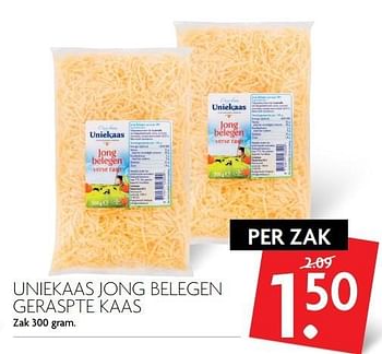 Aanbiedingen Uniekaas jong belegen geraspte kaas - Uniekaas - Geldig van 16/04/2017 tot 22/04/2017 bij Deka Markt