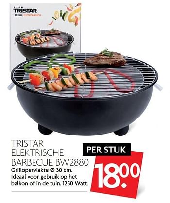 Aanbiedingen Tristar elektrische barbecue bw2880 - Tristar - Geldig van 16/04/2017 tot 22/04/2017 bij Deka Markt
