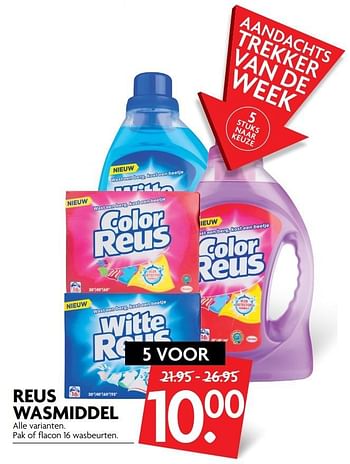 Aanbiedingen Reus wasmiddel - Witte reus - Geldig van 16/04/2017 tot 22/04/2017 bij Deka Markt