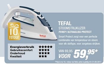 Aanbiedingen Tefal stoomstrijkijzer fv4971 ultragliss protect - Tefal - Geldig van 10/04/2017 tot 23/04/2017 bij Electro World