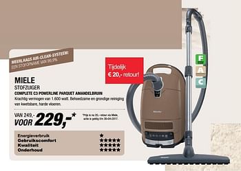 Aanbiedingen Miele stofzuiger complete c3 powerline parquet amandelbruin - Miele - Geldig van 10/04/2017 tot 23/04/2017 bij Electro World