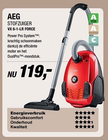 Aanbiedingen Aeg stofzuiger vx 6-1-lr force - AEG - Geldig van 10/04/2017 tot 23/04/2017 bij Electro World