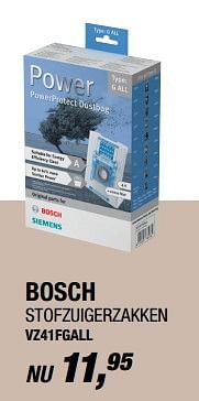 Aanbiedingen Bosch stofzuigerzakken vz41fgall - Bosch - Geldig van 10/04/2017 tot 23/04/2017 bij Electro World