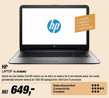 Aanbiedingen Hp laptop 15-ay060nd - HP - Geldig van 10/04/2017 tot 23/04/2017 bij Electro World