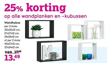 Aanbiedingen Wandkubus - Huismerk - Leen Bakker - Geldig van 10/04/2017 tot 23/04/2017 bij Leen Bakker