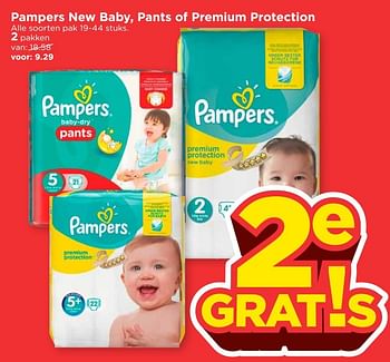 Aanbiedingen Pampers new baby, pants of premium protection - Pampers - Geldig van 16/04/2017 tot 22/04/2017 bij Vomar