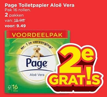 Aanbiedingen Page toiletpapier aloë vera - Page - Geldig van 16/04/2017 tot 22/04/2017 bij Vomar