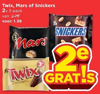 Aanbiedingen Twix, mars of snickers - Mars Snacks - Geldig van 16/04/2017 tot 22/04/2017 bij Vomar