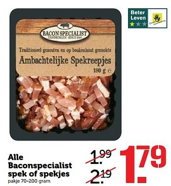 Aanbiedingen Alle baconspecialist spek of spekjes - Huismerk - Coop - Geldig van 17/04/2017 tot 23/04/2017 bij Coop