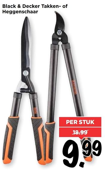 Aanbiedingen Black + decker takken- of heggenschaar - Black &amp; Decker - Geldig van 16/04/2017 tot 22/04/2017 bij Vomar