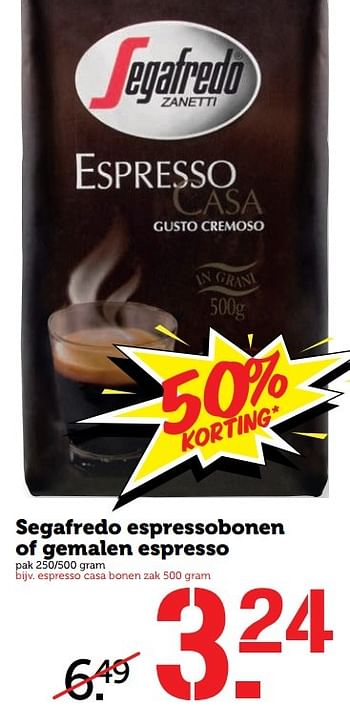 Aanbiedingen Segafredo espressobonen of gemalen espresso - Segafredo - Geldig van 17/04/2017 tot 23/04/2017 bij Coop