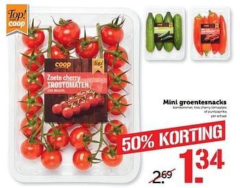 Aanbiedingen Mini groentesnacks - Huismerk - Coop - Geldig van 17/04/2017 tot 23/04/2017 bij Coop