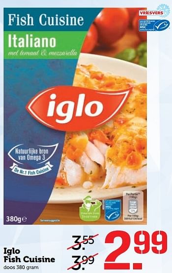 Aanbiedingen Iglo fish cuisine - Iglo - Geldig van 17/04/2017 tot 23/04/2017 bij Coop