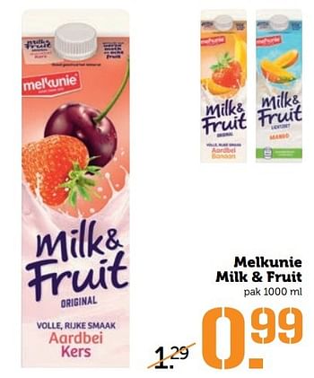 Aanbiedingen Melkunie milk + fruit - Melkunie - Geldig van 17/04/2017 tot 23/04/2017 bij Coop
