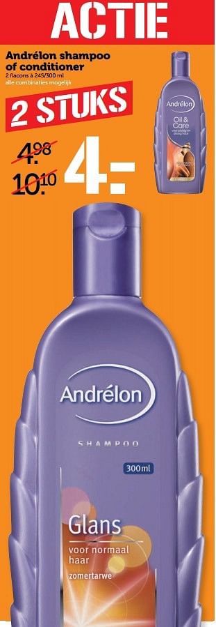Aanbiedingen Andrélon shampoo of conditioner - Andrelon - Geldig van 17/04/2017 tot 23/04/2017 bij Coop