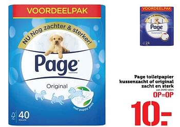 Aanbiedingen Page toiletpapier kussenzacht of original zacht en sterk - Page - Geldig van 17/04/2017 tot 23/04/2017 bij Coop