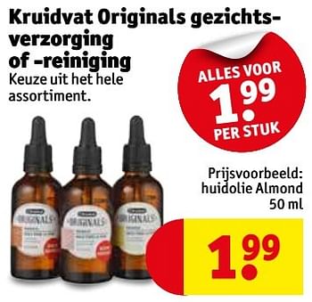 Aanbiedingen Huidolie almond - Huismerk - Kruidvat - Geldig van 18/04/2017 tot 23/04/2017 bij Kruidvat