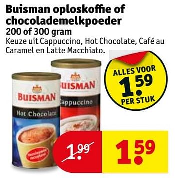 Aanbiedingen Buisman oploskoffie of chocolademelkpoeder - Buisman - Geldig van 18/04/2017 tot 23/04/2017 bij Kruidvat