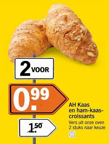 Aanbiedingen Ah kaas en ham-kaascroissants - Huismerk - Albert Heijn - Geldig van 18/04/2017 tot 23/04/2017 bij Albert Heijn