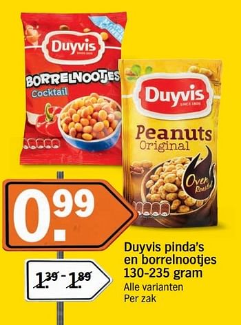 Aanbiedingen Duyvis pinda`s en borrelnootjes - Duyvis - Geldig van 18/04/2017 tot 23/04/2017 bij Albert Heijn