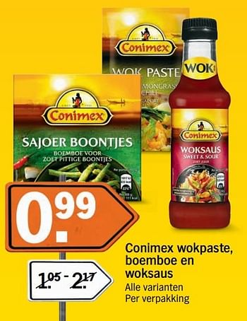 Aanbiedingen Conimex wokpaste, boemboe en woksaus - Conimex - Geldig van 18/04/2017 tot 23/04/2017 bij Albert Heijn