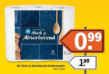 Aanbiedingen Ah sterk + absorberend keukenpapier - Huismerk - Albert Heijn - Geldig van 18/04/2017 tot 23/04/2017 bij Albert Heijn