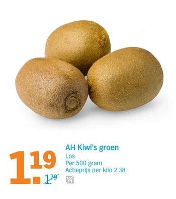 Aanbiedingen Ah kiwi`s groen - Huismerk - Albert Heijn - Geldig van 18/04/2017 tot 23/04/2017 bij Albert Heijn