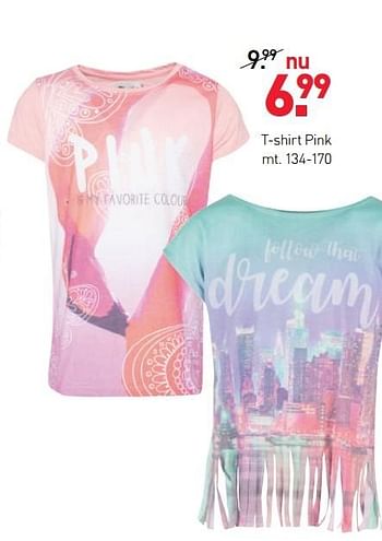 Aanbiedingen T-shirt pink - Huismerk - Scapino - Geldig van 10/04/2017 tot 23/04/2017 bij Scapino