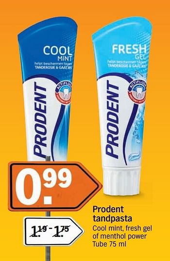 Aanbiedingen Prodent tandpasta - Prodent - Geldig van 18/04/2017 tot 23/04/2017 bij Albert Heijn