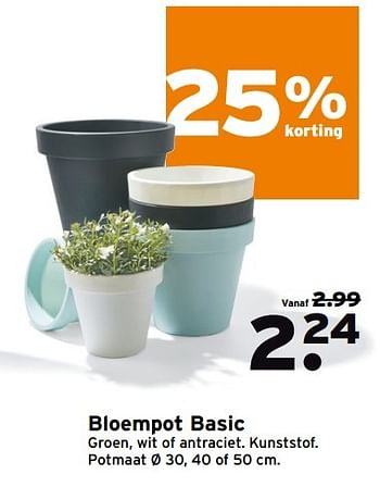 Aanbiedingen Bloempot basic - Huismerk - Gamma - Geldig van 18/04/2017 tot 23/04/2017 bij Gamma