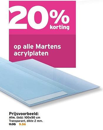 Aanbiedingen Acrylplaten - Martens - Geldig van 18/04/2017 tot 23/04/2017 bij Gamma