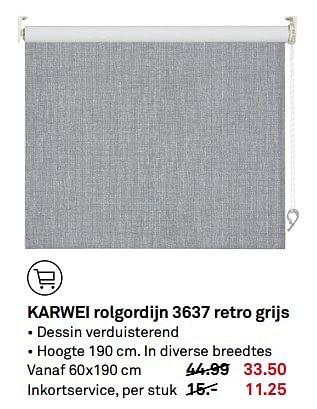 Aanbiedingen Karwei rolgordijn 3637 retro grijs - Huismerk Karwei - Geldig van 18/04/2017 tot 23/04/2017 bij Karwei
