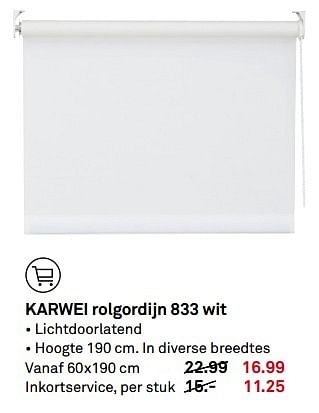 Aanbiedingen Karwei rolgordijn 833 wit - Huismerk Karwei - Geldig van 18/04/2017 tot 23/04/2017 bij Karwei