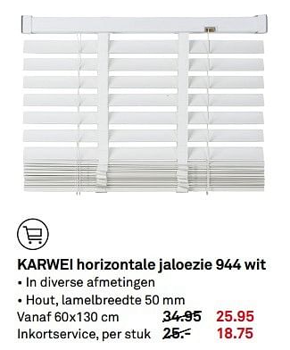 Aanbiedingen Karwei horizontale jaloezie 944 wit - Huismerk Karwei - Geldig van 18/04/2017 tot 23/04/2017 bij Karwei
