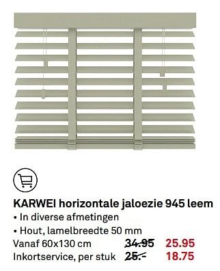 Aanbiedingen Karwei horizontale jaloezie 945 leem - Huismerk Karwei - Geldig van 18/04/2017 tot 23/04/2017 bij Karwei